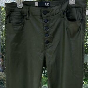 Kut  From the KlothMIA Coated High Rise Slim Fit Skinny Jean‎ Size 12 Olive